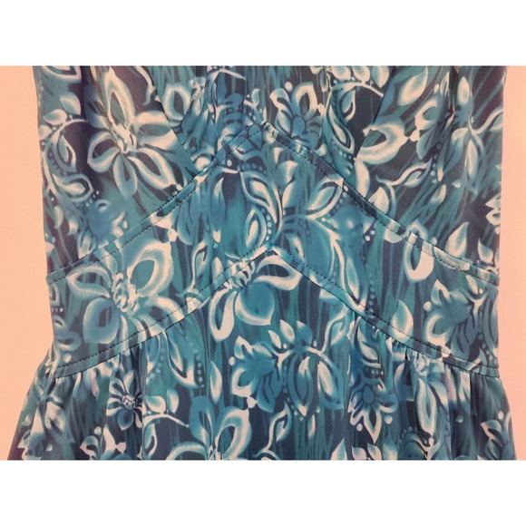 Maxine 1 Pc.Turquoise Bathing Suit Swim Dress 14 HAWAII FLORAL Beach Cruise NWOT - Picture 4 of 9
